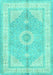 Machine Washable Medallion Turquoise Traditional Area Rugs, wshtr3164turq