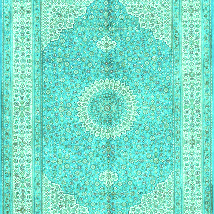Machine Washable Medallion Turquoise Traditional Area Rugs, wshtr3164turq