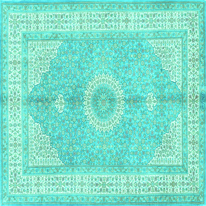 Square Medallion Turquoise Traditional Rug, tr3164turq