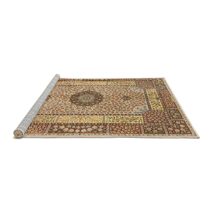 Sideview of Machine Washable Traditional Light Brown Rug, wshtr3165
