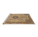 Sideview of Machine Washable Traditional Light Brown Rug, wshtr3165