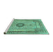 Sideview of Machine Washable Persian Turquoise Traditional Area Rugs, wshtr3165turq