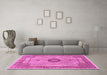 Machine Washable Persian Pink Traditional Rug in a Living Room, wshtr3165pnk