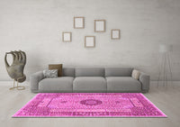 Machine Washable Persian Pink Traditional Rug, wshtr3165pnk