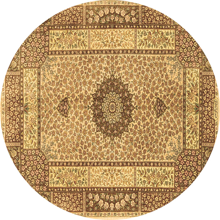 Round Persian Brown Traditional Rug, tr3165brn