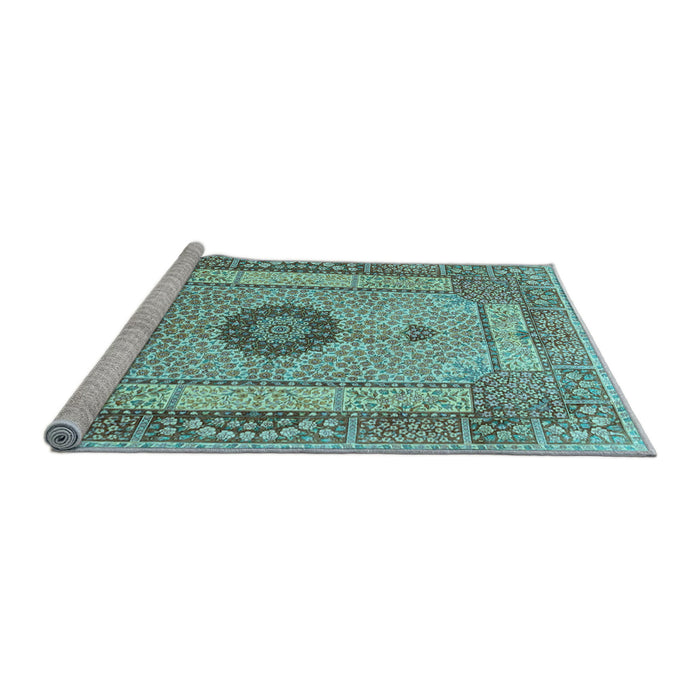 Sideview of Machine Washable Persian Light Blue Traditional Rug, wshtr3165lblu