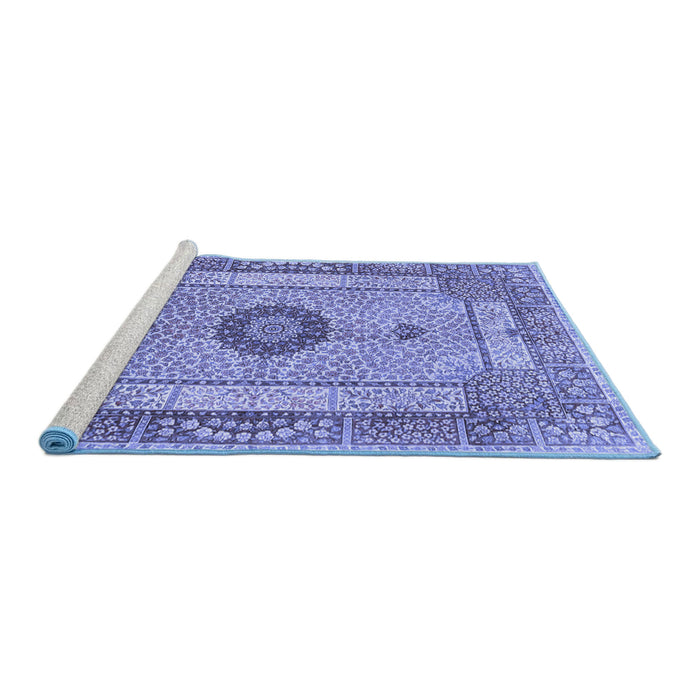 Sideview of Machine Washable Persian Blue Traditional Rug, wshtr3165blu