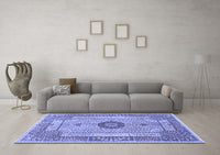 Machine Washable Persian Blue Traditional Rug, wshtr3165blu