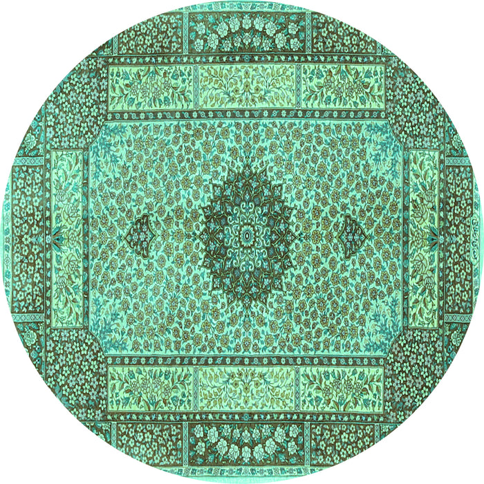 Round Persian Turquoise Traditional Rug, tr3165turq