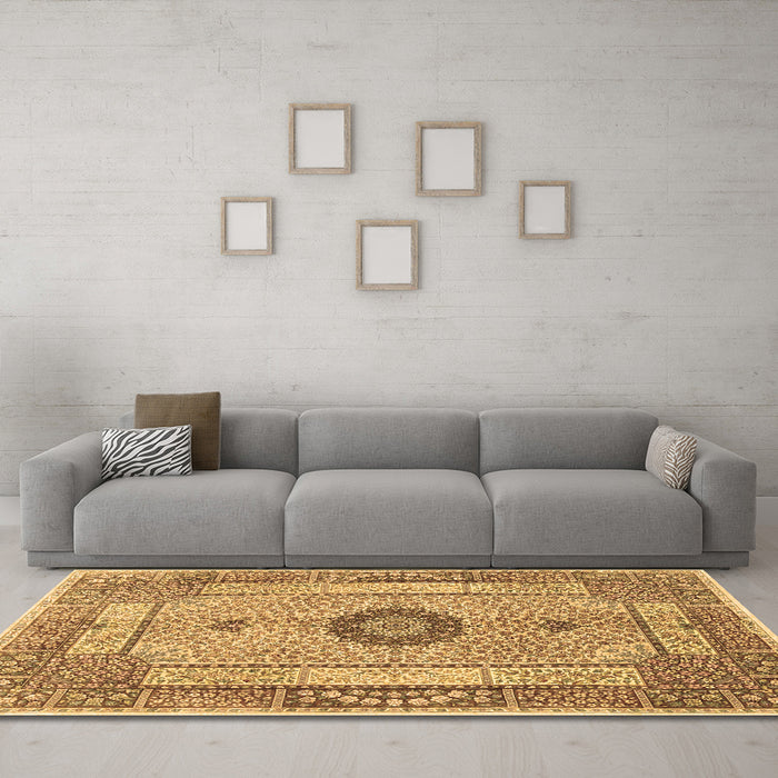 Machine Washable Persian Brown Traditional Rug in a Living Room,, wshtr3165brn