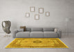 Machine Washable Persian Yellow Traditional Rug in a Living Room, wshtr3165yw