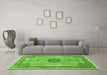 Machine Washable Persian Green Traditional Area Rugs in a Living Room,, wshtr3165grn