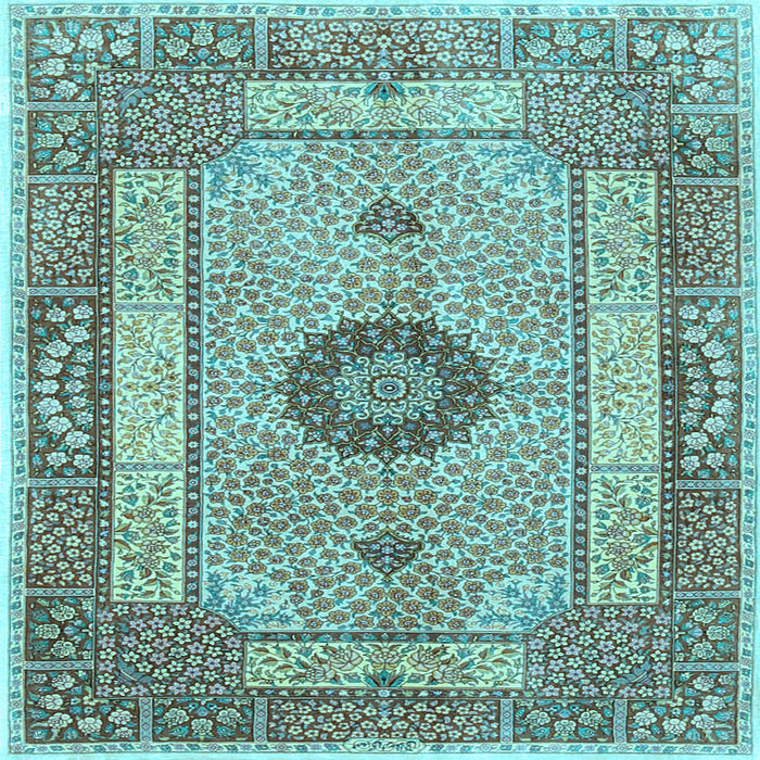Square Machine Washable Persian Light Blue Traditional Rug, wshtr3165lblu