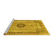 Sideview of Machine Washable Persian Yellow Traditional Rug, wshtr3165yw