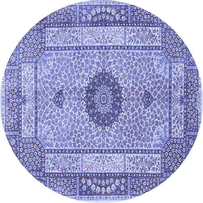 Round Machine Washable Persian Blue Traditional Rug, wshtr3165blu
