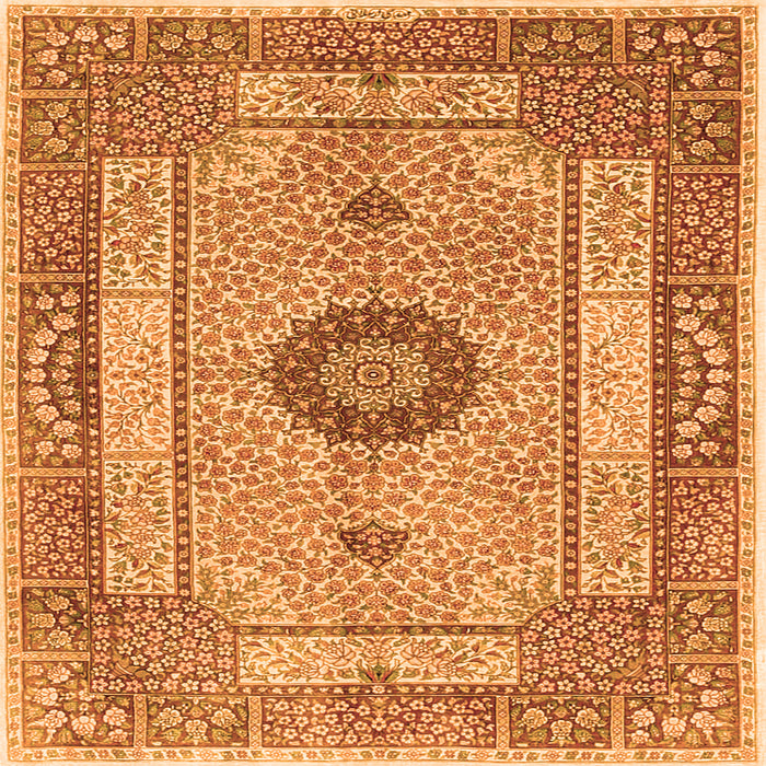 Round Machine Washable Persian Orange Traditional Area Rugs, wshtr3165org
