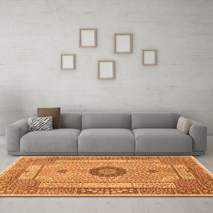 Machine Washable Persian Orange Traditional Area Rugs in a Living Room, wshtr3165org