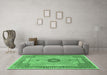 Machine Washable Persian Emerald Green Traditional Area Rugs in a Living Room,, wshtr3165emgrn