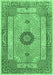 Machine Washable Persian Emerald Green Traditional Area Rugs, wshtr3165emgrn