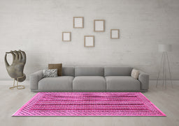 Machine Washable Persian Pink Traditional Rug in a Living Room, wshtr3166pnk