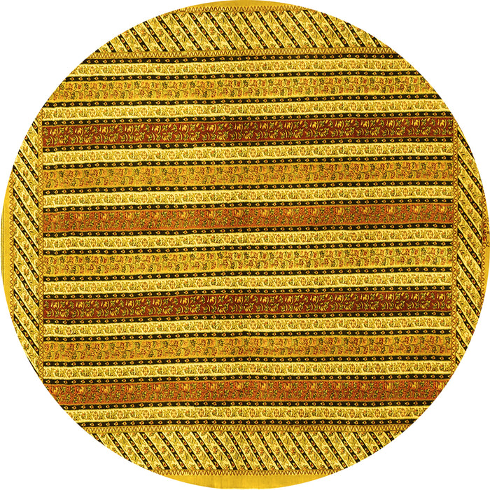 Round Persian Yellow Traditional Rug, tr3166yw