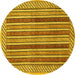 Round Persian Yellow Traditional Rug, tr3166yw