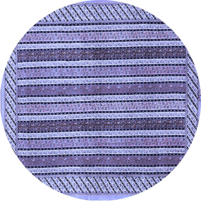 Round Machine Washable Persian Blue Traditional Rug, wshtr3166blu