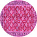 Round Persian Pink Traditional Rug, tr3167pnk