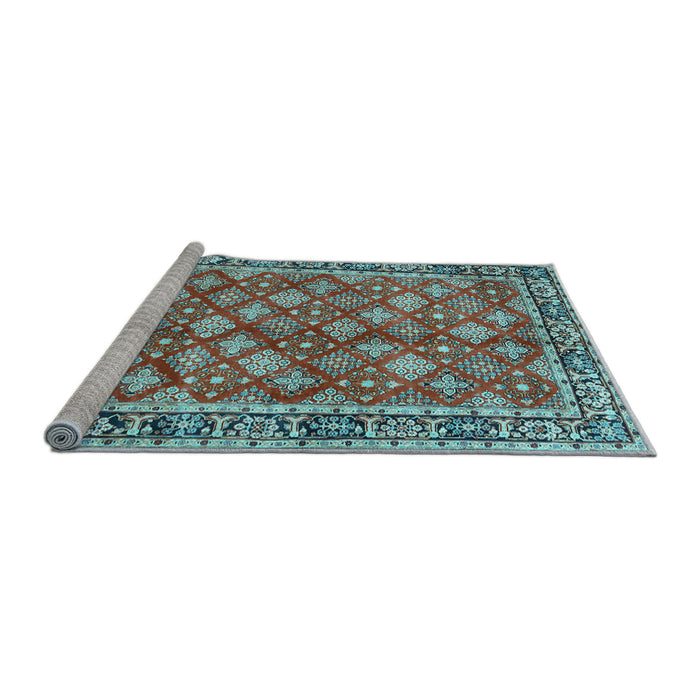 Sideview of Machine Washable Persian Light Blue Traditional Rug, wshtr3167lblu