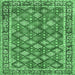 Square Machine Washable Persian Emerald Green Traditional Area Rugs, wshtr3167emgrn