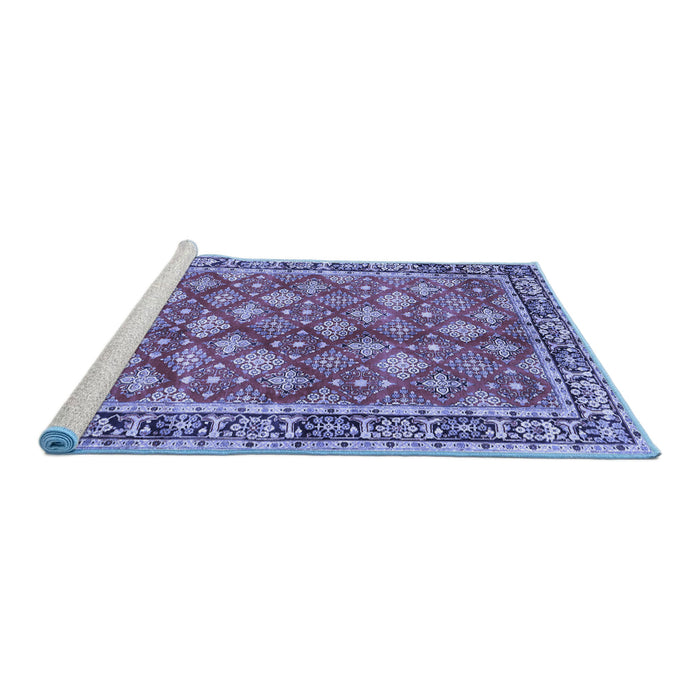 Sideview of Machine Washable Persian Blue Traditional Rug, wshtr3167blu