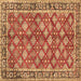 Square Persian Brown Traditional Rug, tr3167brn