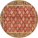 Round Persian Brown Traditional Rug, tr3167brn