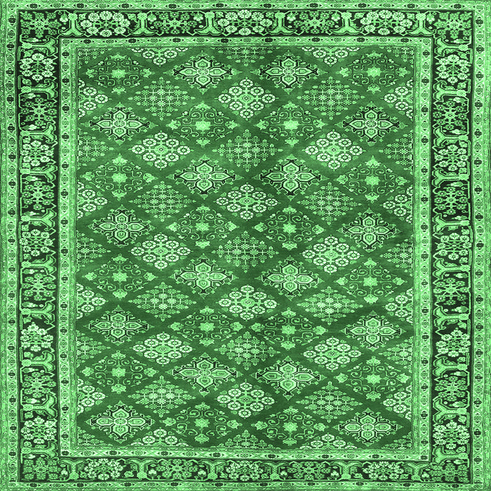 Square Persian Emerald Green Traditional Rug, tr3167emgrn