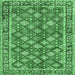 Square Persian Emerald Green Traditional Rug, tr3167emgrn