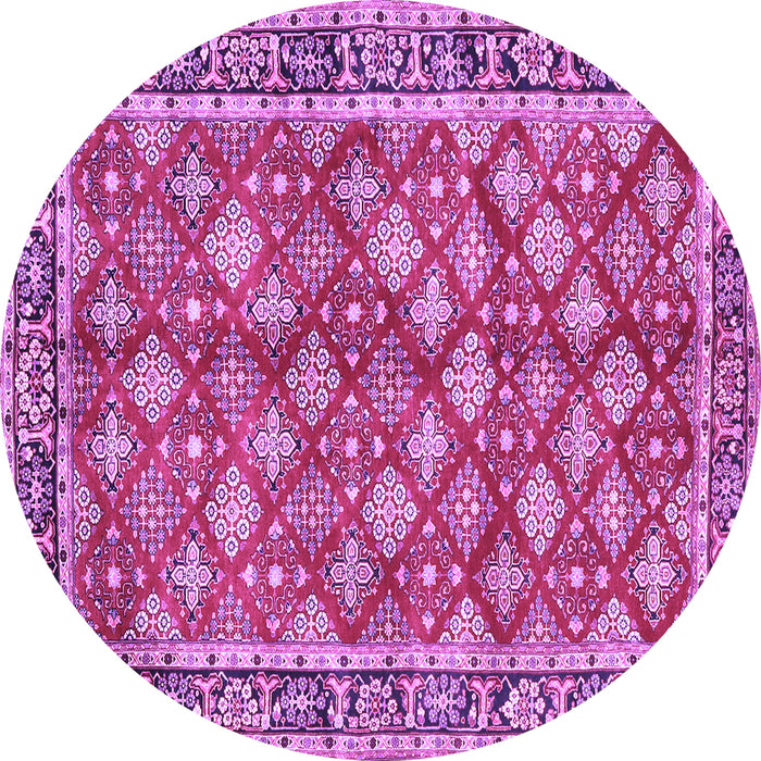 Round Machine Washable Persian Purple Traditional Area Rugs, wshtr3167pur