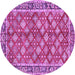 Round Machine Washable Persian Purple Traditional Area Rugs, wshtr3167pur