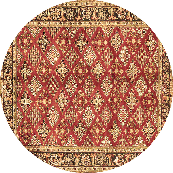 Round Machine Washable Persian Brown Traditional Rug, wshtr3167brn
