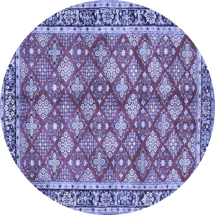 Round Machine Washable Persian Blue Traditional Rug, wshtr3167blu