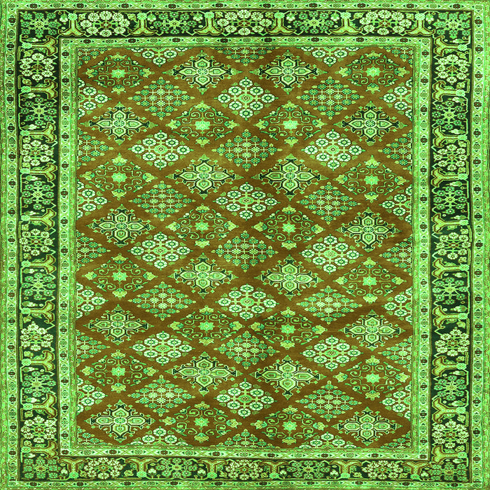 Round Machine Washable Persian Green Traditional Area Rugs, wshtr3167grn