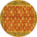 Round Persian Yellow Traditional Rug, tr3167yw