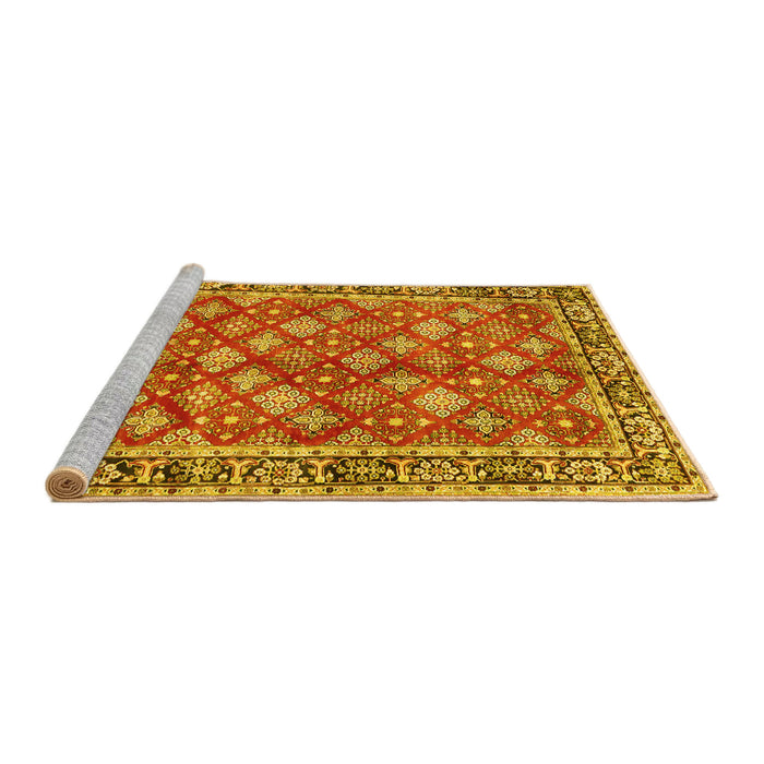 Sideview of Machine Washable Persian Yellow Traditional Rug, wshtr3167yw
