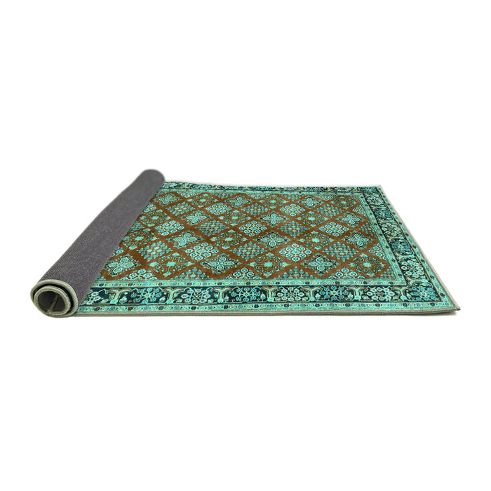Sideview of Persian Turquoise Traditional Rug, tr3167turq