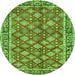 Square Persian Green Traditional Rug, tr3167grn