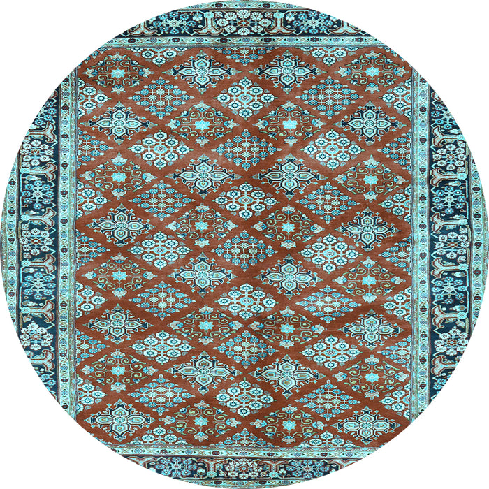Round Machine Washable Persian Light Blue Traditional Rug, wshtr3167lblu