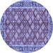 Round Persian Blue Traditional Rug, tr3167blu