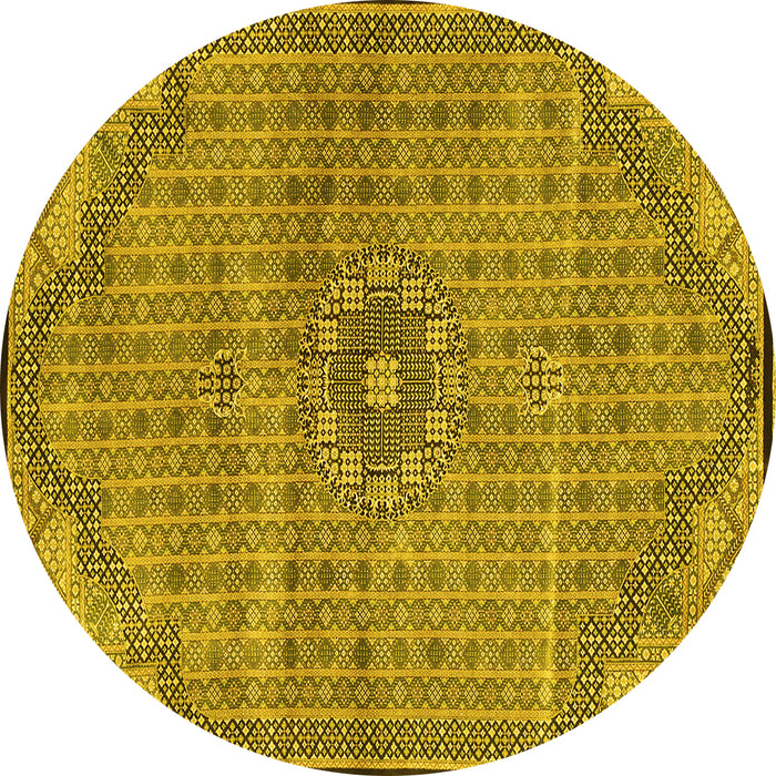 Round Persian Yellow Traditional Rug, tr3168yw