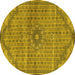 Round Persian Yellow Traditional Rug, tr3168yw