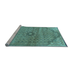 Sideview of Machine Washable Persian Light Blue Traditional Rug, wshtr3168lblu