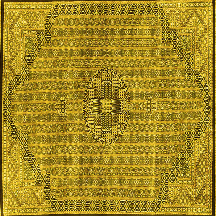 Square Machine Washable Persian Yellow Traditional Rug, wshtr3168yw